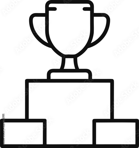 Trophy on Winners Podium Icon outline vector illustration on white background