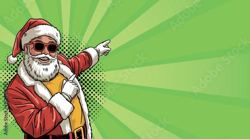 Pop art Santa Claus laughing and pointing 