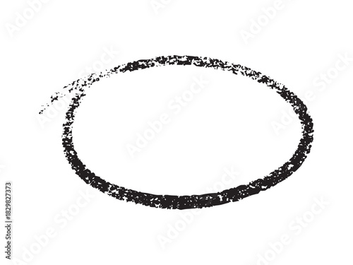 Hand drawn crayon circles and ovals with freehand marker strokes. Sketch round shapes with rough texture, doodle ellipses and scribble lines for highlight emphasis, underline and handwritten notes.