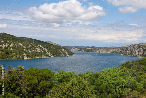 Fototapeta Naklejka Na Ścianę i Meble -  Beautiful view of the mouth of the Krka River in Dalmatia, Croatia