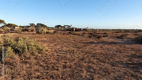 Australian Outback Sunset: A Vast and Remote Landscape at Koonalda Homestead, Nullarbor Plain