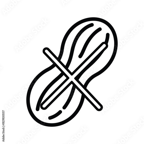Peanut forbidden icon, allergy warning, food restriction, no nuts allowed, health symbol for safety