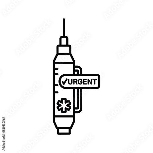 Medical urgent auto-injector icon with emergency star of life for rapid medication delivery vector