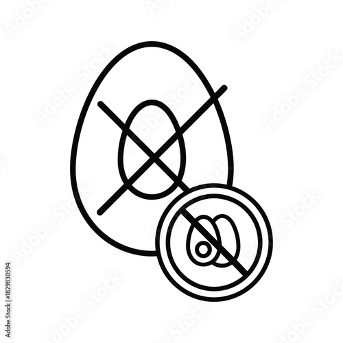 No egg allergy symbol vector icon, food intolerance, dietary restriction, vegan menu sign illustration.