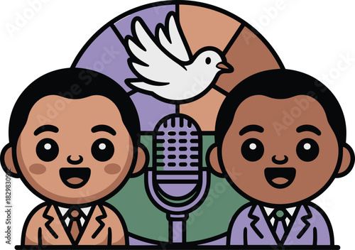 Martin Luuher King Jr Face Speech Microphone Dove Peace Freedom Justice Equality 