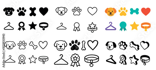 Dog icons and symbols collection