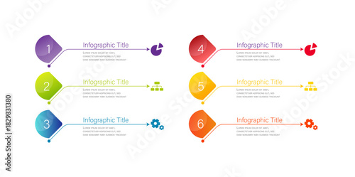 Vector Infographic label design template with icons and 6 options or steps. Can be used for process diagram, presentations, workflow layout, banner, flow chart, info graph