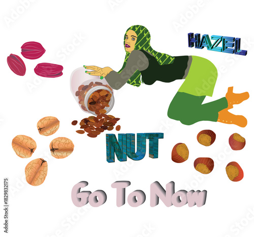 Hazelnuts, walnuts, almonds, and in their natural state.ai