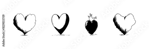 Heart Evolution Doodle Sketch Set. Transformation Of Heart Shapes From Symbolic To Anatomical In Hand Drawn Style Collection. Artistic Representation Of Love And Emotion. Isolated Vector Illustration