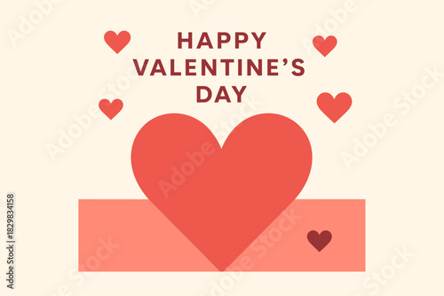 Minimalist, modern, flat, geometric, very clean, and elegant Valentine's Day card.