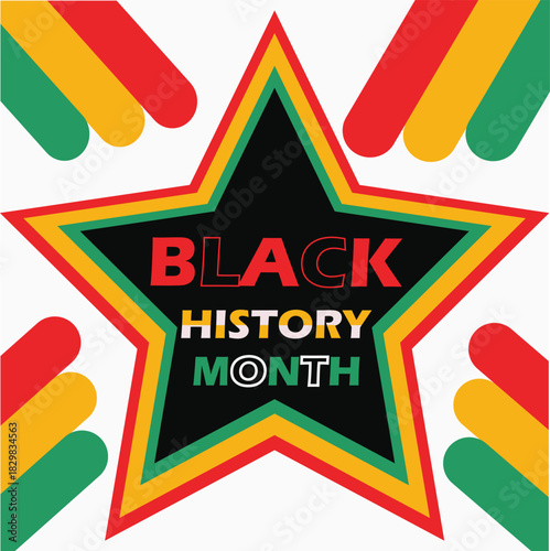 Black History Month Vector Illustration: Star Symbol & Pan-African Colors