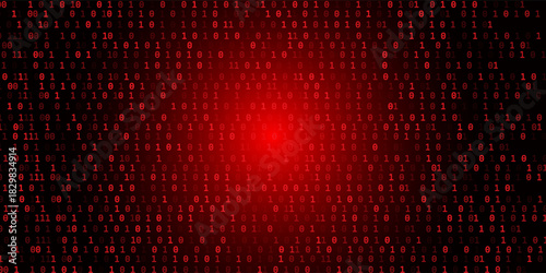 red matrix falling binary numbers cyber futuristic banner background template