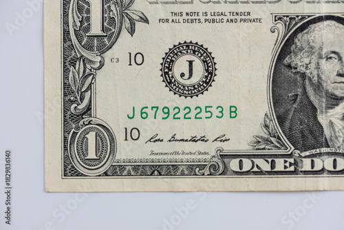Close-Up Of One Dollar Banknote With Serial Number And Seal Detail