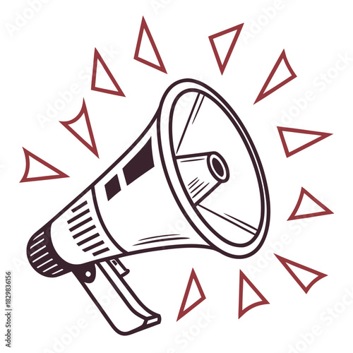 Illustration of a megaphone with sound waves emanating from it