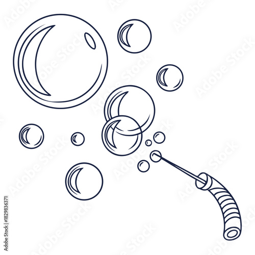 Bubbles floating in the air with a bubble wand