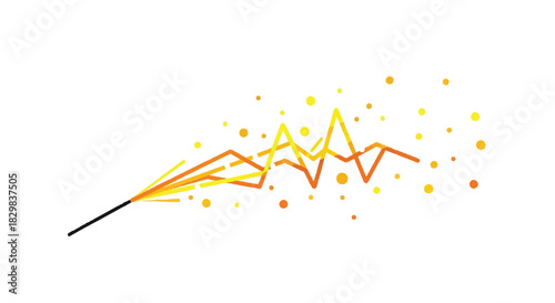 Golden Abstract Sparkline with Dots and Sparkler Trail.