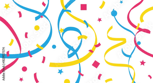 Colorful Confetti and Streamers Create a Bright Festive Celebration Scene.