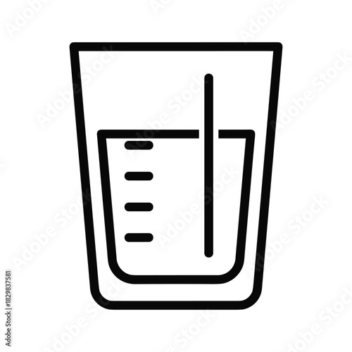 Simple outline icon of a drinking glass with a straw and clear measurement lines for liquid.