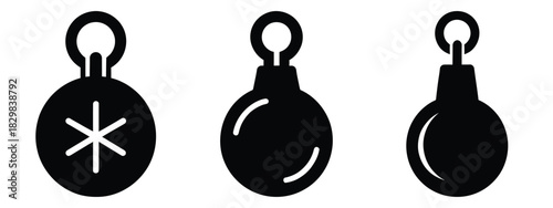 christmas charm silhouette vector icon set