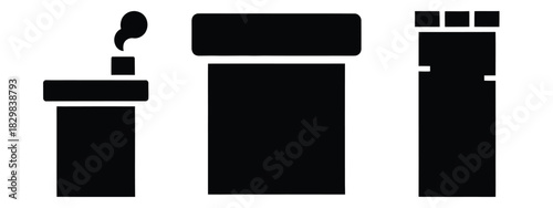 christmas chimney silhouette vector icon set