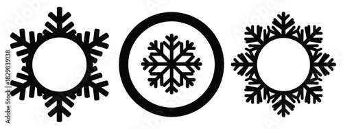 christmas snowflake ring silhouette vector icon set