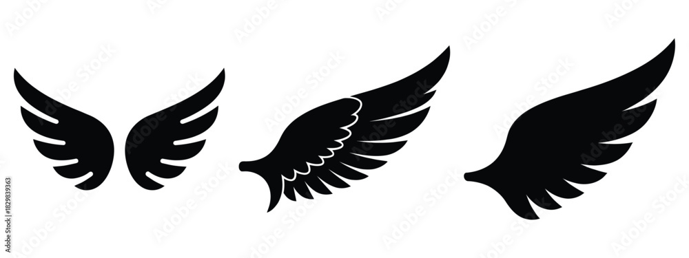 Obraz premium christmas wing silhouette vector icon set