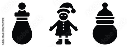 christmas wish icon silhouette vector icon set