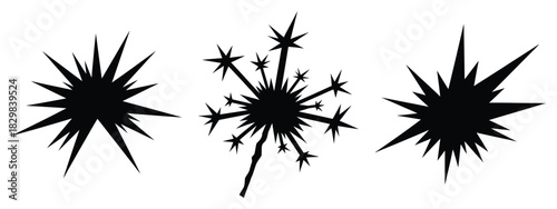 frozen spark silhouette vector icon set