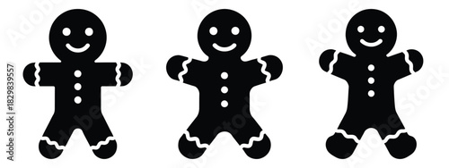 gingerbread man silhouette vector icon set