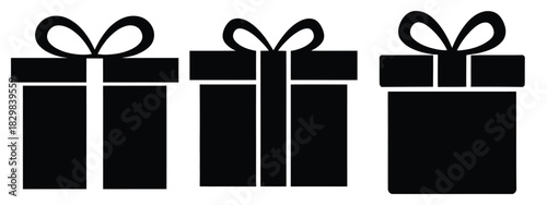 gift box silhouette vector icon set
