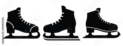 ice skate silhouette vector icon set