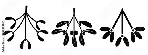mistletoe silhouette simple silhouette vector icon set