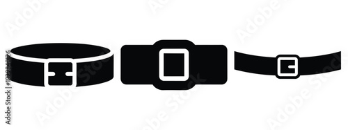 santa belt silhouette vector icon set