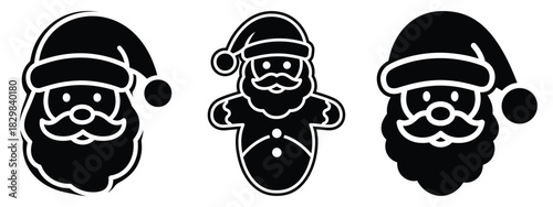santa cookie silhouette vector icon set