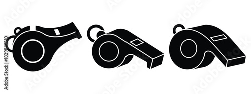 santa whistle silhouette vector icon set