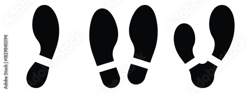 snow footprint silhouette vector icon set