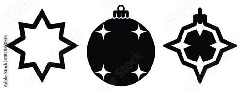 snow sparkle ornament silhouette vector icon set