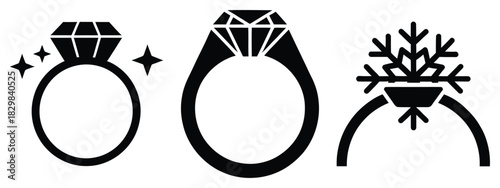 snow sparkle ring silhouette vector icon set