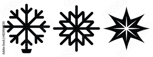 snow sparkle light silhouette vector icon set