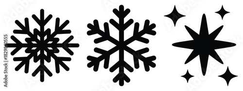snow sparkle silhouette vector icon set