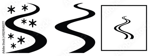snow trail silhouette vector icon set