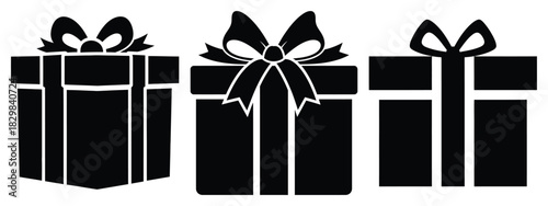 winter gift silhouette vector icon set