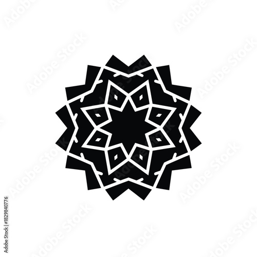 Intricate geometric starburst mandala silhouette
