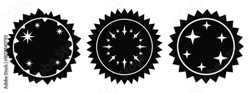 winter sparkle badge silhouette vector icon set