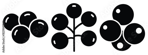 christmas berry silhouette vector icon set