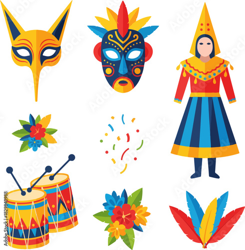 set of Carnaval de Barranquilla icons