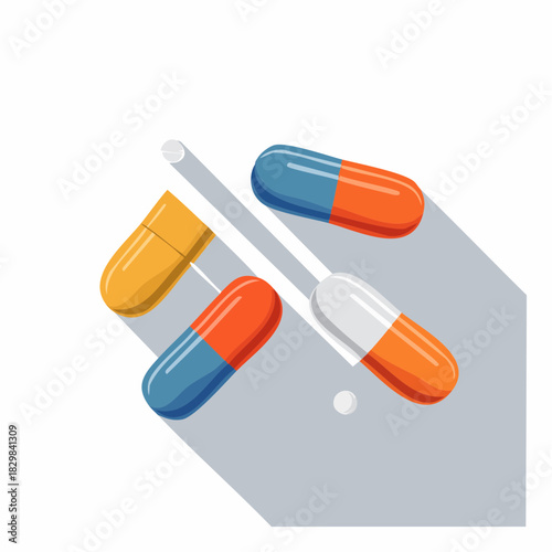 Colorful Medical Capsules Vector Illustration for Health and Healthcare A Modern Design