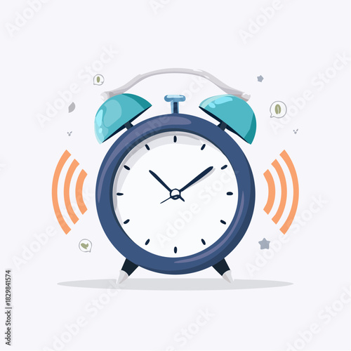 Retro blue alarm clock ringing to wake you up for the start of the day