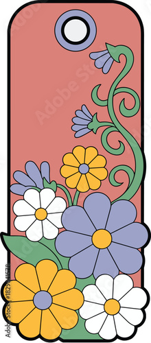 Psychedelic groovy retro 70s floral graphic resource template showcasing stylized daisy wildflower illustration in a vibrant palette, ideal for modern sublimation printing, playful packaging, optimist