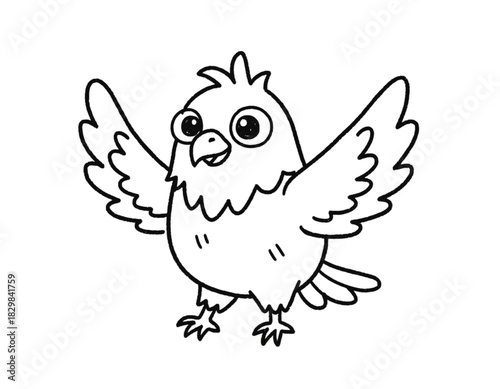 Hand-Drawn Doodle Eagle with Playful Line Art Style, Isolated on Transparent Background